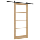 Sliding Door Natural 93 x 211 cm Solid Pine Wood and Glass 3332345