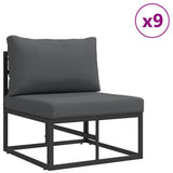 Garden Sofa Set with Cushion 14 pcs Black Aluminium 3378927