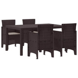 Garden Dining Set 5 pcs Brown Polt rattan 3378698