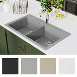 Overmount Kitchen Sink Double Basin Granite Grey 141676