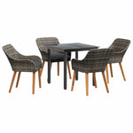 Garden Dining Set with Cushion 5 pcs Grey Poly Rattan 3261685