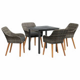 Garden Dining Set with Cushion 5 pcs Grey Poly Rattan 3261685