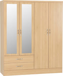 ZNTS Nevada 4 Door 2 Drawer Mirrored Wardrobe 100-101-102