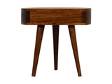 Solid Wood Chestnut Semi Circle Bedside, 1 Drawer, Dark Brown B2743P402949