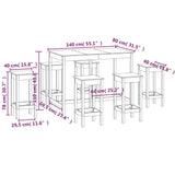 7 Piece Bar Set White Solid Wood Pine 3124708
