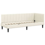 Corner Bed Frame with Headboard Cream 80 x 200 cm Velvet 42016335