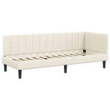 Corner Bed Frame with Headboard Cream 80 x 200 cm Velvet 42016335