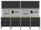 Work Cabinet with Drawer 10 pcs Black Engineered Wood and Steel 3321488