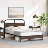 Bed Frame without Mattress 140x200 cm Brown Oak Engineered Wood 4100483