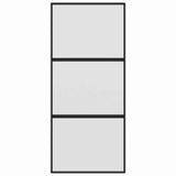 Sliding Door Black 90x205 cm Tempered Glass and Aluminium 155199