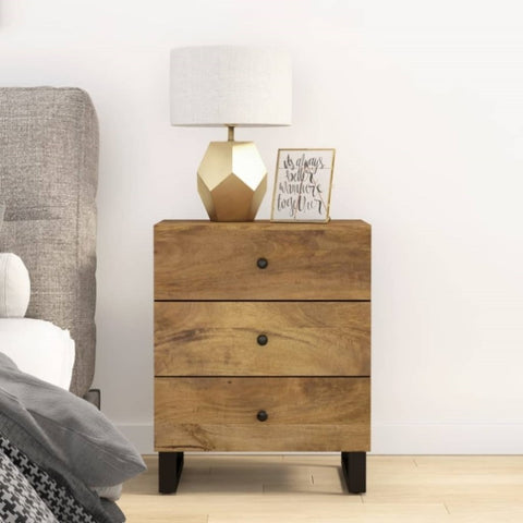 ZNTS Bedside Cabinet 50x33x62 cm Solid Wood Mango&Engineered Wood 350663