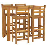 Garden Bar Set Natural Wood Solid Acacia Wood 5 Piece Set Tough 3154396