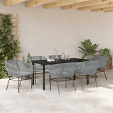 Garden Dining Set with Cushion 7 pcs Grey Powder-Coated Steel 3380936