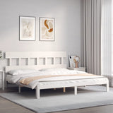 Bed Frame without Mattress White Super King Size Solid Wood Pine 3193612