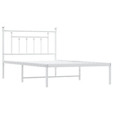 Metal Bed Frame without Mattress with Headboard White 107x203cm 353582