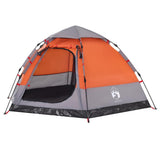 Camping Tent Cabin 4-Person Grey and Orange Quick Release 4005337