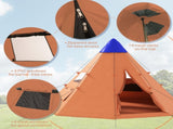 6 Men Tipi Tent with Carry Bag - Orange T3398P348698