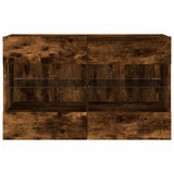 TV Wall Cabinet with LED Lights Smoked Oak 98.5x30x60.5 cm 837110