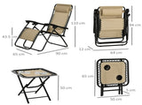 Folding Zero Gravity Chairs, 3 Pieces Adjustable Sun Lounger and Table Set with Cup Holder and T3398P314171