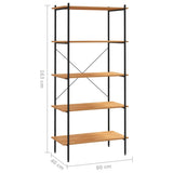 5-Tier Shelving Unit Black and Oak 80x40x163 cm 336348