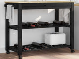 Kitchen Trolley MONZA Black 84 x 40 x 88.5 cm Solid Pine Wood 42027038