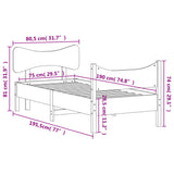 Bed Frame without Mattress Wax Brown 75x190 cm Small Single Solid Wood Pine 3216407