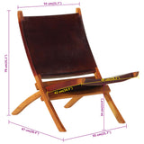 Folding Relaxing Chair Dark Brown Real Leather 356375