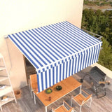 Manual Retractable Awning with Blind 4.5x3m Blue&White 3069316