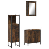3 Piece Bathroom Furniture Set Smoked Oak Engineered Wood 3214822