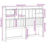 Headboard with Storage White 140 cm Solid Wood Pine 855512