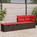 2 Piece Garden Sofa Set with Cushions Brown Poly Rattan Acacia 3328677
