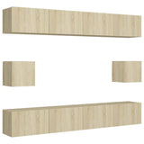 6 Piece TV Cabinet Set Sonoma Oak Engineered Wood 3078999