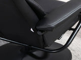 Swivel Recliner Chair with Footstool, PU Leather Recliner Armchair with Ottoman, Steel Base, T3398P377933