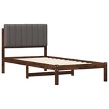 Bed Frame with Upholstered Headboard Dark Brown and Light Grey 904190