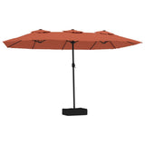 Double-Head Garden Parasol with LEDs Terracotta 449x265 cm 362958
