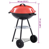 Portable XXL Charcoal Kettle BBQ Grill with Wheels 44 cm 46611