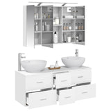 Bathroom Furniture Set 4 pcs White Engineered Wood and Glass 3406975