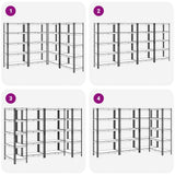 5-Layer Heavy-duty Shelves 4 pcs Silver Steel&Engineered Wood 3307598