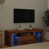 TV Cabinet with LED Lights Old Wood 120x36.5x40 cm Engineered Wood 856301