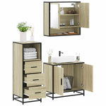 ZNTS 3 Piece Bathroom Furniture Set Sonoma Oak Engineered Wood 3301036