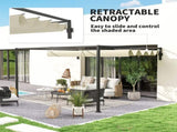 3 x 4m Steel Pergola, with Retractable Canopy - Khaki T3398P317670