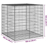 Gabion Basket with Cover 100x100x100 cm Galvanised Iron 3295190