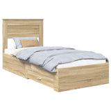 Bed Frame with Headboard Sonoma Oak 90 x 200 cm Engineered Wood 3410037