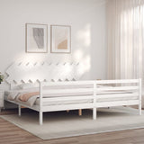 Bed Frame without Mattress White 200x200 cm Solid Wood 3195307