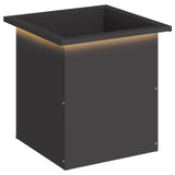 Garden Planter with LED Black 40 x 40 x 40 cm Steel 8008126