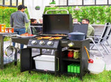 31 Burner Gas BBQ Grill with Storage Cabinet and Shelves, 9.5 kW Gas Barbecue Trolley with 6 Castor T3398P327991