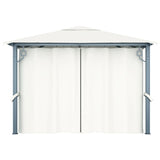 Gazebo with Curtain&LED String Lights 3x3 m Cream Aluminium 3070332