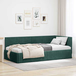 Corner Bed Frame with Headboard Dark green 100 x 200 cm Velvet 42016278