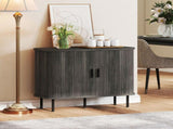 Mid-Century Modern Sideboard Storage Cabinet Slatted Tambour Sliding Doors, Kitchen Cabinet T3398P377902