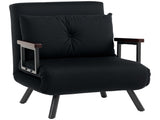 4-in-1 Velvet-Feel Single Chair Bed, with Pillow - Black T3398P328266